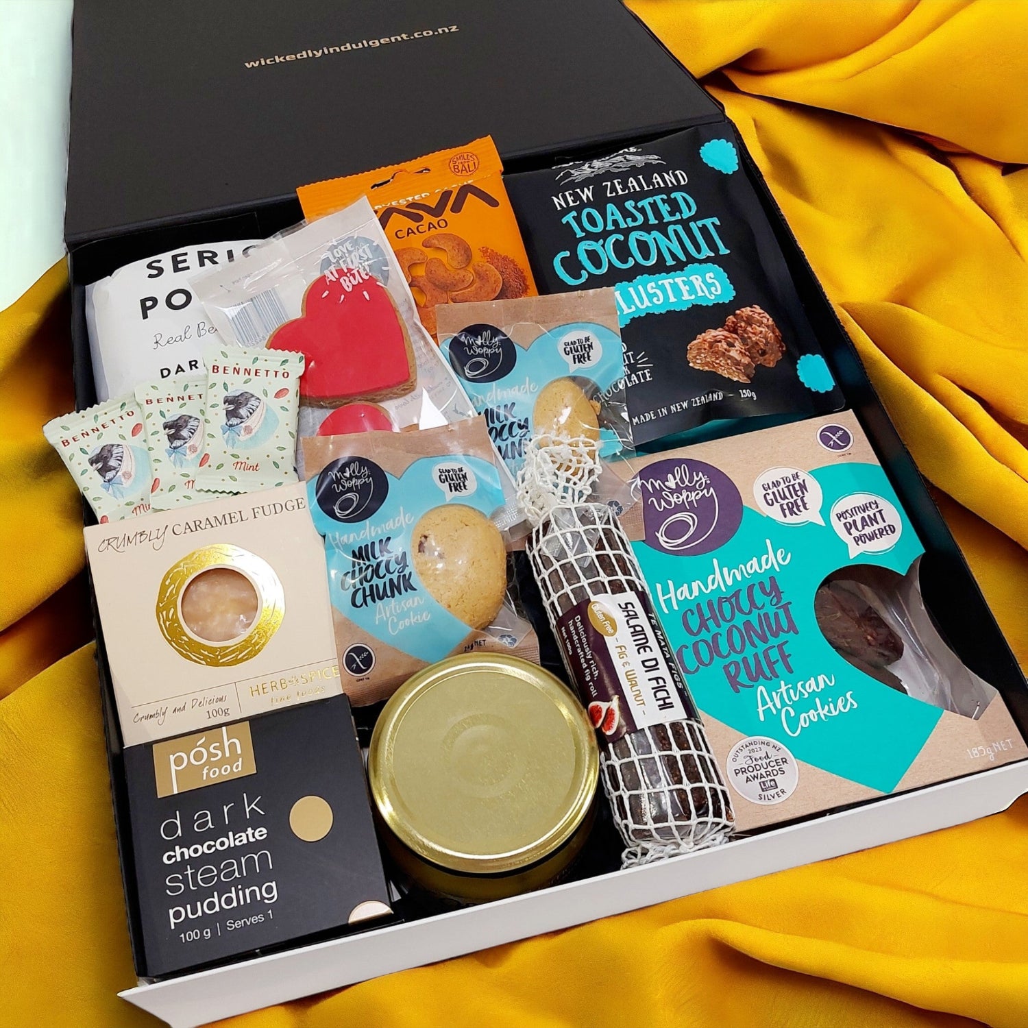 Wickedly Indulgent gift box filled with artisan sweet and savoury treats – perfect for delivery across Dunedin and Otago.