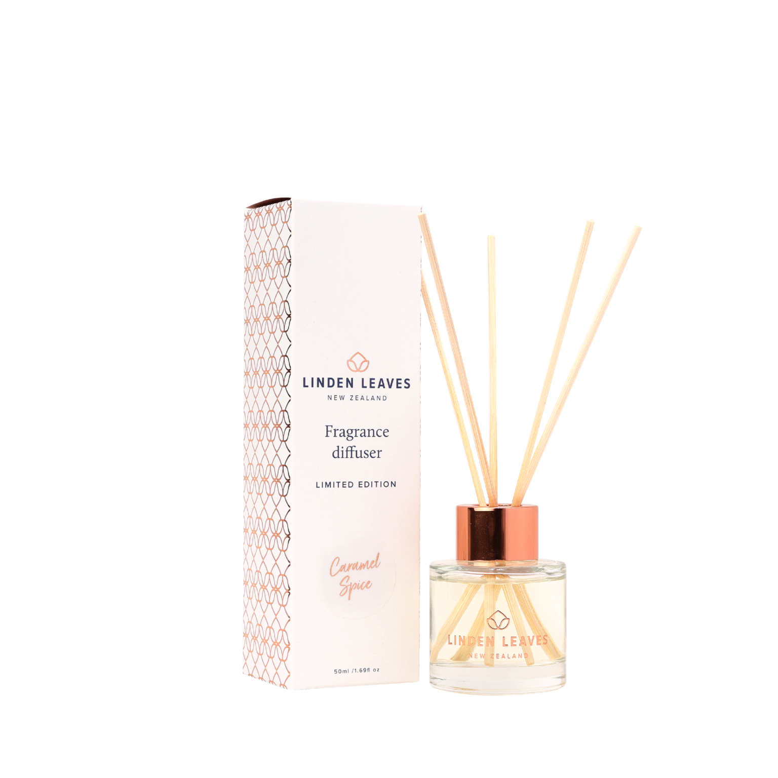 Linden Leaves limited addition Caramel Spice diffuser to add to your gift box or dried flowers.