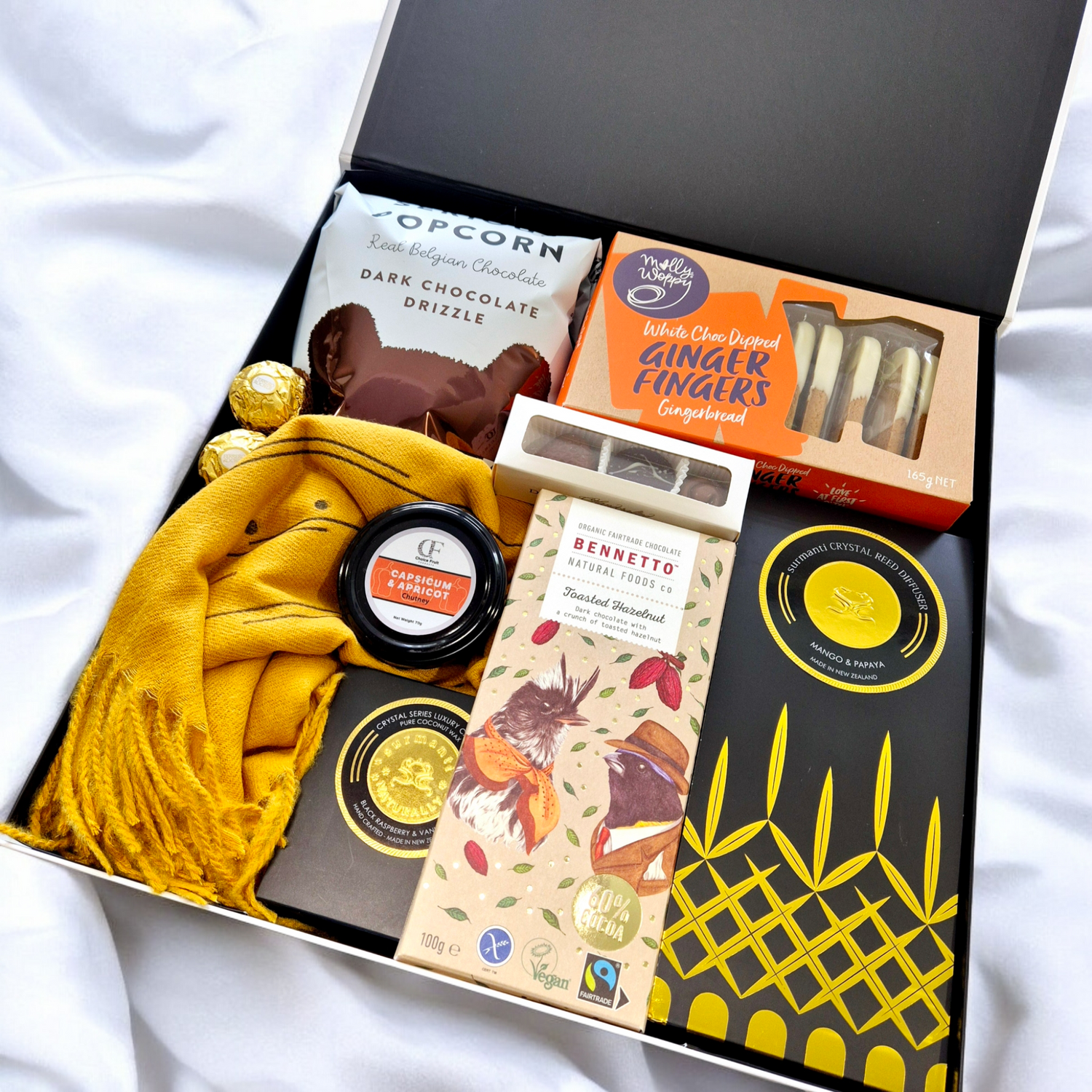 Wickedly Indulgent gift hamper with diffuser, candle, scarf and more. Delivered to Nelson.