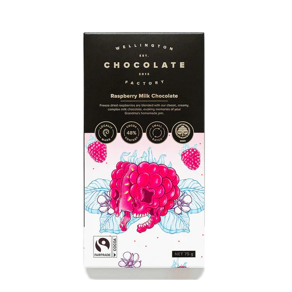 Wellington Chocolate Factory- Raspberry Milk Choc 75g