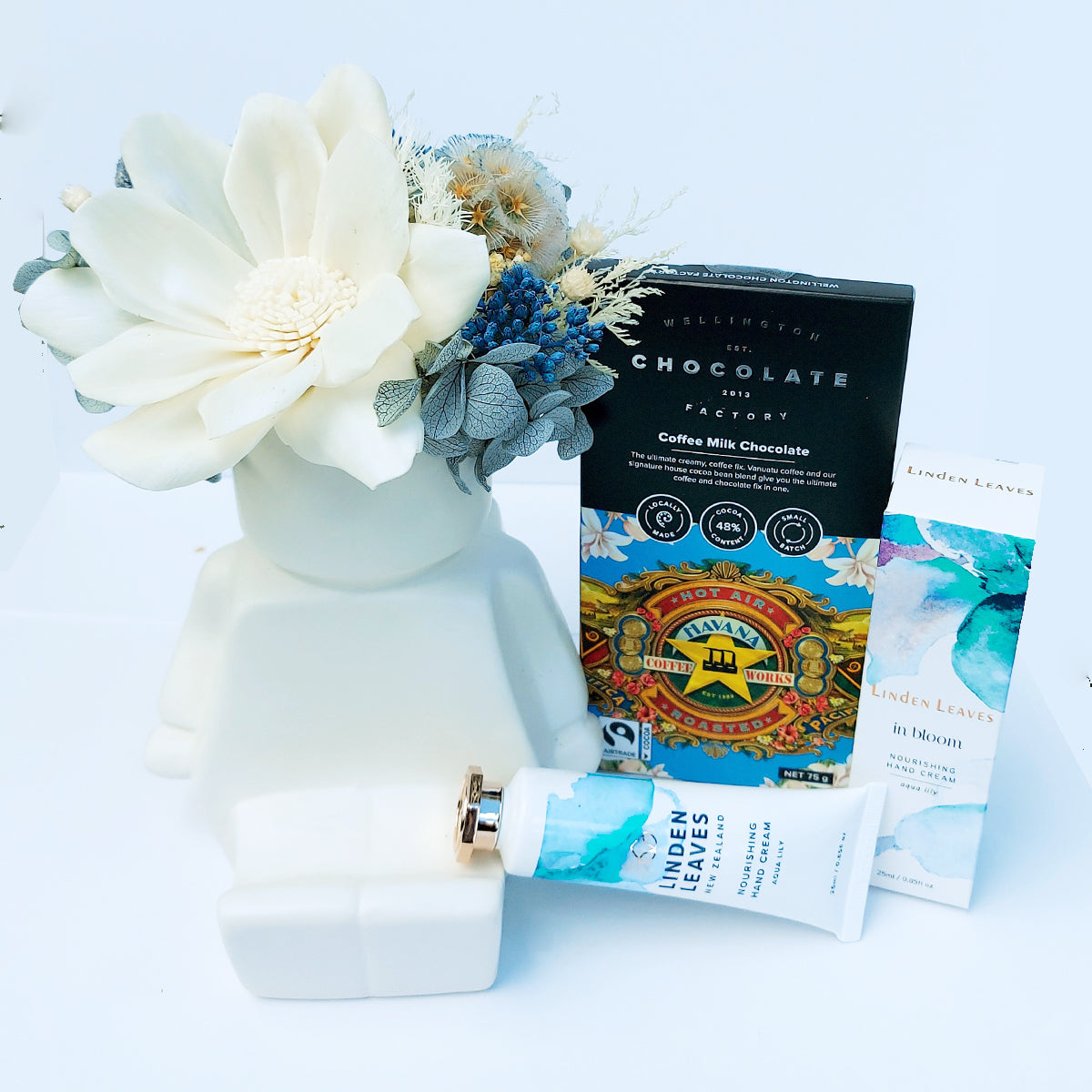 Block Lady flowers with handcream & chocolate.