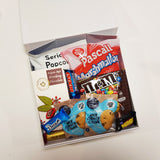 3pm Pick Me Up gift hamper with hot chocolate, marshmallows, M&M's, Popcorn and cookies presented in a modern gift box.