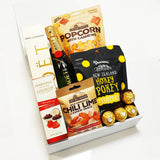 Champagne celebration Gift Hamper with Moet, Popcorn, Cashews and Chocolate.