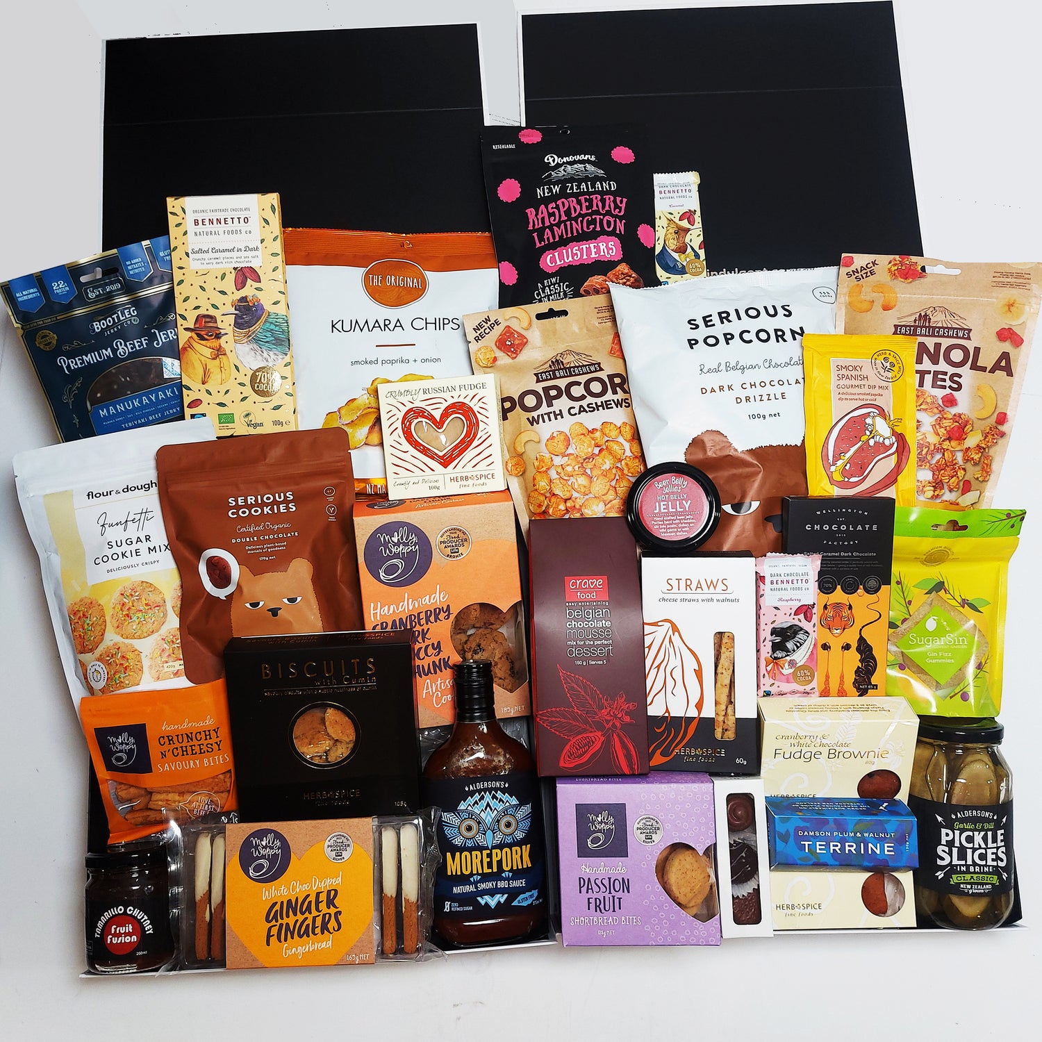Pick N Mix large corporate gift basket with Chutney, Sauces, Chocolates and loads of snacks, all presented in two Modern Gift Boxes.