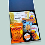 Beer O'clock gift box for beer lovers with two craft beers, beer bread,  and nibbles. Presented in a modern Gift Box.