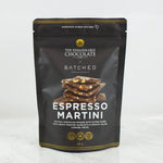Remarkable Chocolate Co. Espresso Martini Chocolate Bark 125g in black packaging, with milk chocolate, roasted hazelnuts and salted caramel.