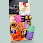 Tea gift box with premium Harney & Sons teas, biscuits, fudge and sweet treats in luxury NZ hamper