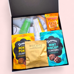Pamper gift box for Mum with skincare, chocolate clusters and gourmet snacks NZ