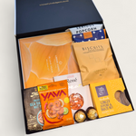 Golden Hour gift box with snacks, self care products and gourmet treats in a luxury black & white gift box, NZ delivery