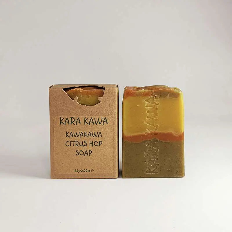 Kawakawa Citrus Hop Soap handmade with New Zealand hops, orange peel and kawakawa.