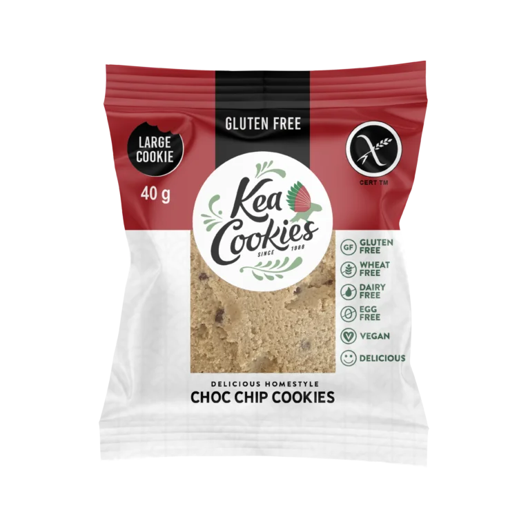 Gluten free and dairy free choc chip cookie add-on by Kia Cookies, suitable for vegan gift boxes and allergy-friendly hampers.