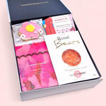 Pink themed pamper gift hamper for Mum with self care products and chocolates, NZ wide delivery