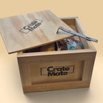 Snack Mates wooden gift crate filled with sweet, salty and savoury snacks for men, part of the Crate Mate collection.