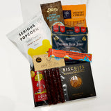 The deer essentials fathers day gift hamper with jerky, venison salami, drink & more. Presented in a modern gift box.