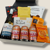 Beer & wine gift hamper for him & her. Presented in a modern gift box.