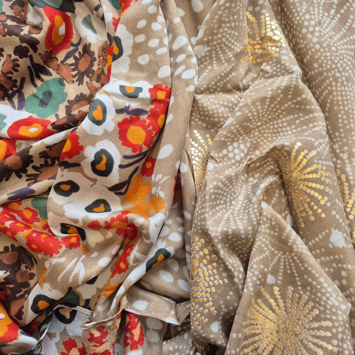 Beige Patterned scarf to include in Gift Hampers