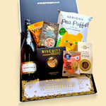 Champagne gift hamper with No.1 Assemble brut sparkling wine, sweet and savoury treats, beautifully packed for NZ gift delivery.