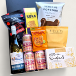 Beer & wine gift hamper for him & her. Presented in a modern gift box.