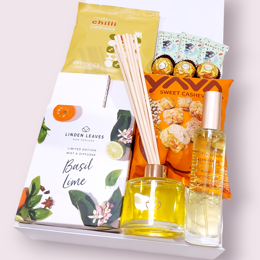 Scented Serenity Gift Box with room diffuser and mist. Presented in a modern gift box.