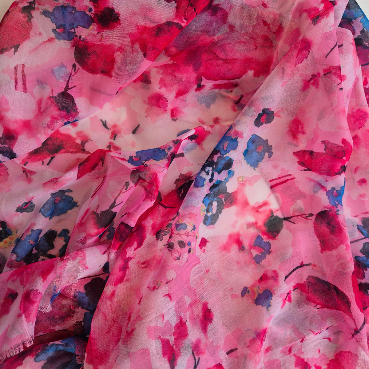 Pink with Blue Floral scarf to include in Gift Hampers