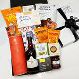 Port-a-licious port gift hamper with nibbles. Presented in a modern gift box.