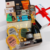 Rockin around the Xmas tree gourmet gift hamper with cheese & Moet presented in a modern gift box.