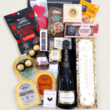 Simply the Best Champagne gift basket with Cheese, Chutney, Chocolate, Nuts & more all presented in a modern Gift Box.