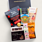 Gift box with all things chocolate perfect for a chocolate lover. Presented in a modern gift box.