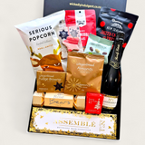 Festive Xmas gift hamper with champagne and festive indulgences.