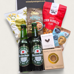 Beer, Nuts & Nibbles Gift Basket For Men Presented in a Modern Gift Box.