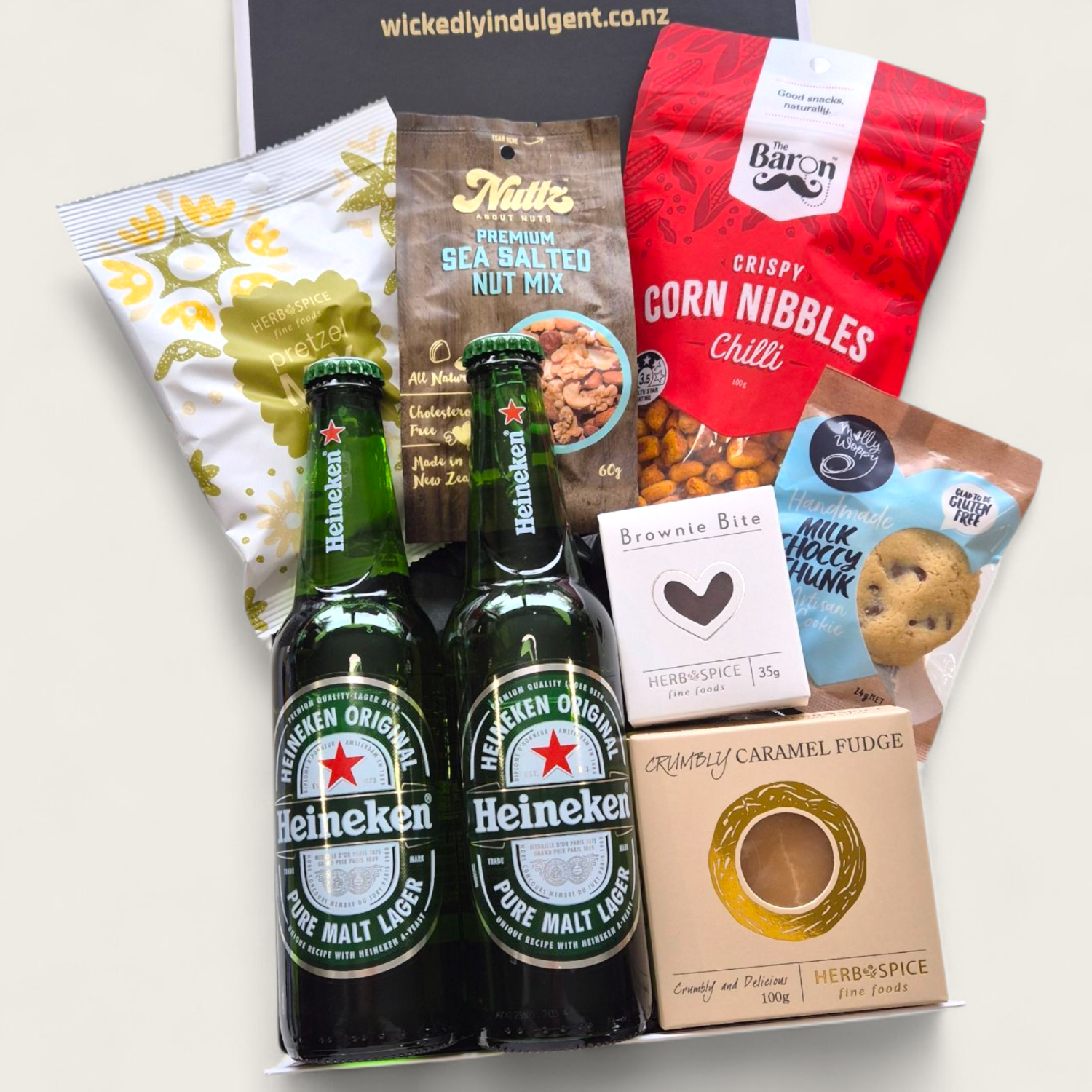 Beer, Nuts & Nibbles Gift Basket For Men Presented in a Modern Gift Box.