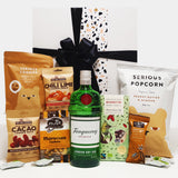 Gluten Free & Dairy Free Gift Hamper with Tanqueray Gin , Chocolate, Nuts & Popcorn.