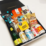 Gift Hamper with 5 different NZ ciders & delicious NZ nuts, gingerbread & chocolate, presented in a stunning gift box.