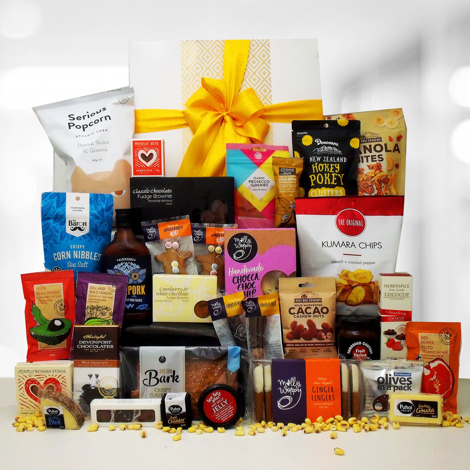 Eat.Sleep.Repeat large corporate gift hamper. Non alcoholic. cheese, jelly, gingerbread, chips, pocorn, chutney, dips, brownie and loads more.