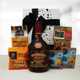 Appletons Rum gift hamper, rum and nibbles in a gift box.