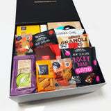 Morish gift box. Large corporate non alcoholic gift hamper with cookies, chocolate, mouse, popcorn, granola & more.