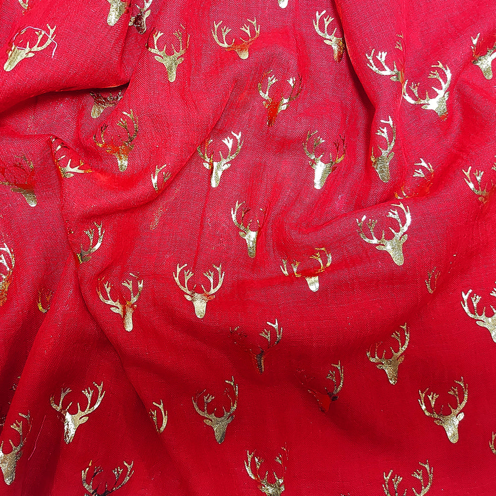 Gift Hamper with red Scarf & gold deer.