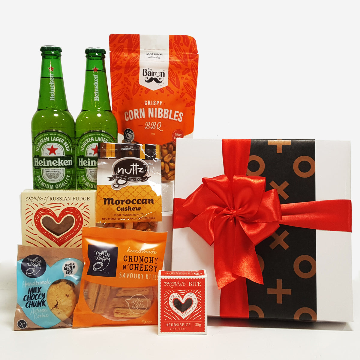 Beer, Nuts & Nibbles Gift Basket For Men Presented in a Modern Gift Box.